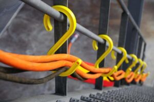 Proper cable management using yellow S-hooks